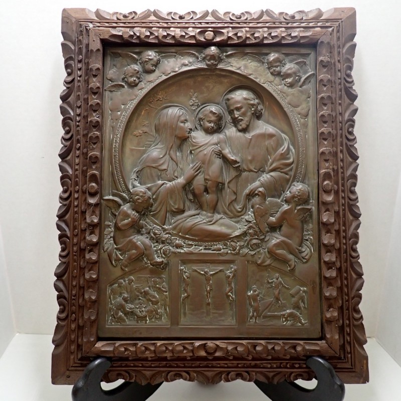 Copper relief of the holy family